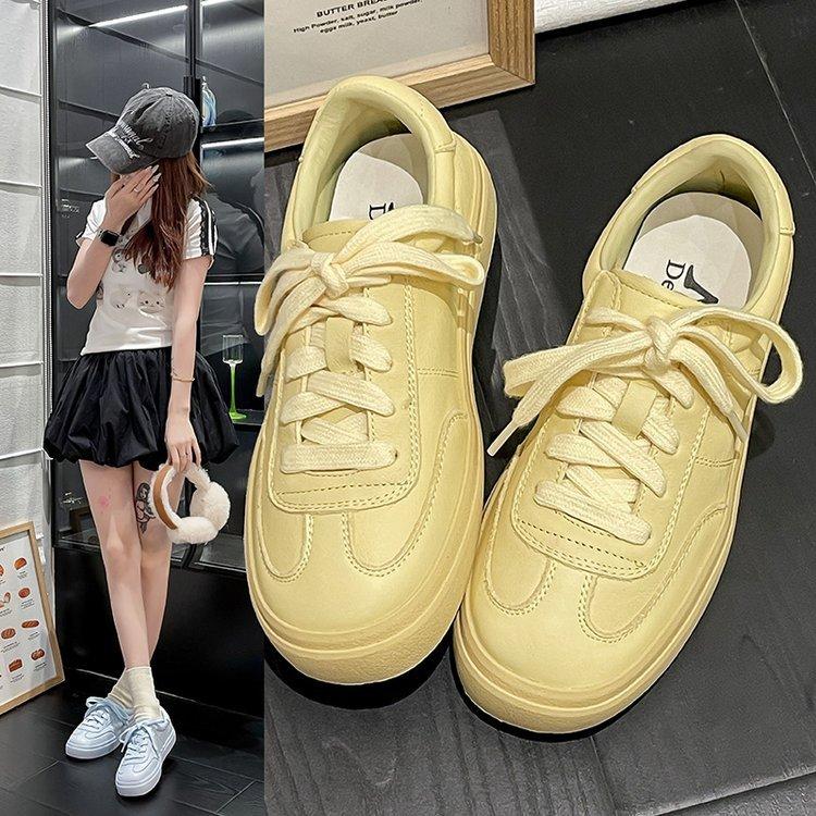Leather version~ Little White Shoes Women's 2025 Summer New Versatile Shows Feet Small Breathable Student Flat Bottom Casual Single Shoes Women