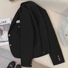 Women's Black Short Suit Jacket, Small Size - 2024 Autumn New College Style, Casual Streetwear