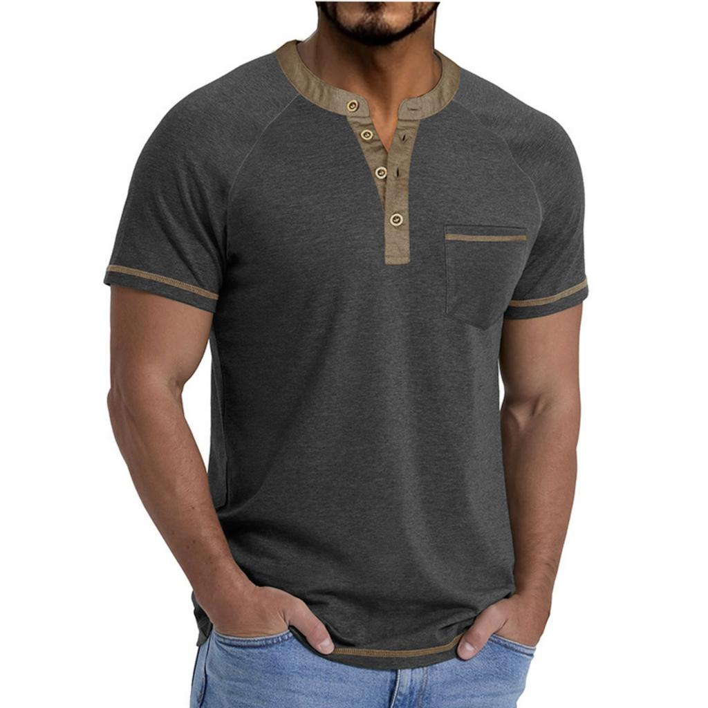 T-shirt da uomo a maniche corte con colletto Top casual con revers