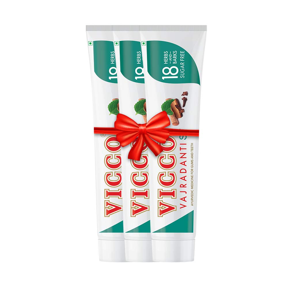 Vicco Vajradanti Sugar-Free Toothpaste 160g Pack of 3 for Healthy Strong Gums & Fresh Breath