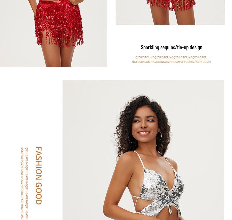 Bohemian Sequin Hip Scarf: Four-layer Tassel Waist Chain Belly Dance Costume for Women. Perfect for Halloween Performances.