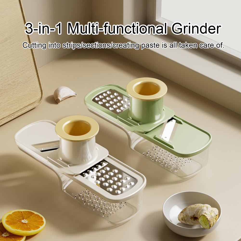 3-in-1 Groentesnijder Rasp Roestvrij Staal Voedselsnijder Snijmachine met Handbeschermer Julienne Puree Groente Voorbereidingsgereedschap