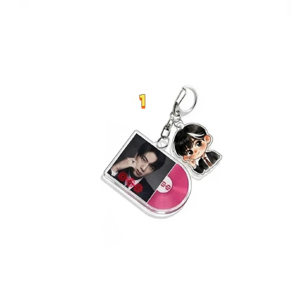 BTS Vinyl Record-style Keychains, Cute Real-life and Cartoon Member Designs, Celebrity Merchandise Support Pendants, 8 Styles Available