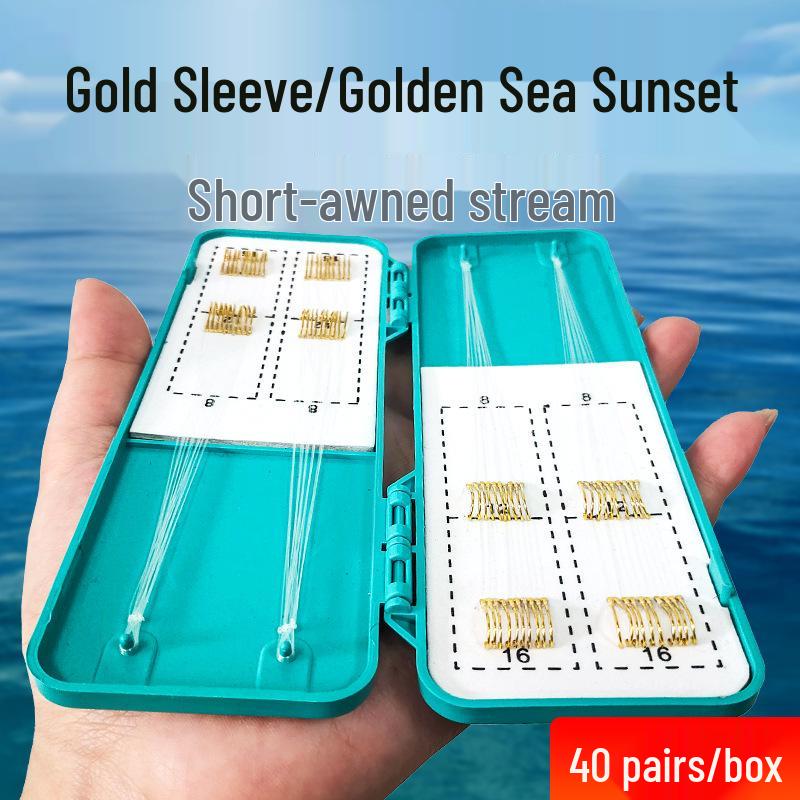 Gold Sea Evening Double Hook - Anti-tangle Short-shank Fishing Hooks for Crucian Carp, Outdoor Wild Sleeve Hooks