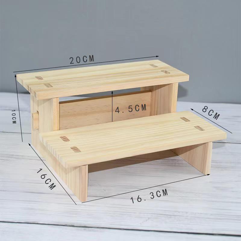 Widened Solid Wood Jewelry Display Rack for Bracelets, Crown Hair Clips, and Figurines