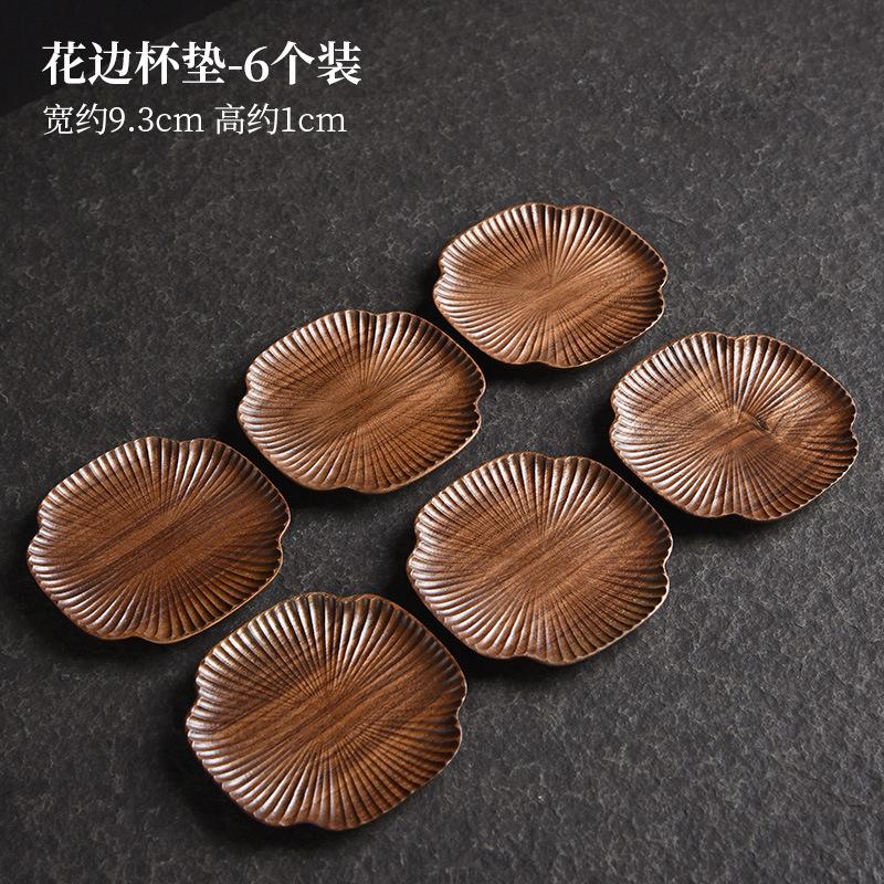 1/6pc Handamde Walnut Wood Coasters Creative For Coffee Cups Household Anti-scald Placemats Tieguanyin Chinese Teaset Decoration