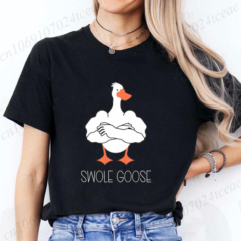 Swole Goose Gym Pump Cover Printed T-Shirts for Men,muscle Mommy Shirt,funny Goose T-shirt Shirt for Gym,Women's Tee Clothing