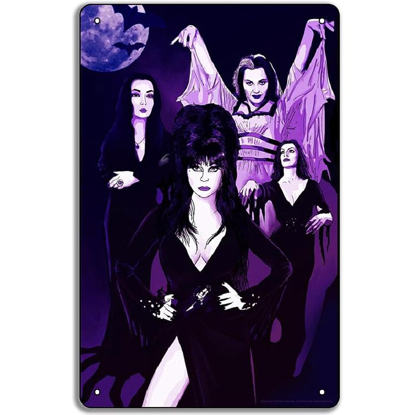 Elvira 1980s Vampire Witch Scream Photo Poster Metal Tin Sign 8x12in Plaque Wall Art