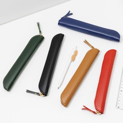 Stationery Bag Multi-Functional Design Slim Pencil Case Organizer Imitation Leather Compact Portable Pen Storage Pouch