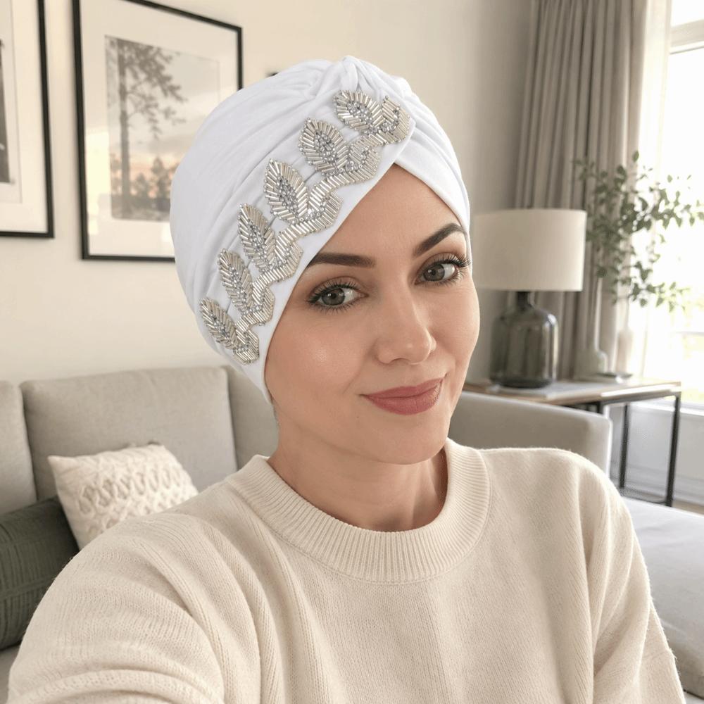 Solid Color Cross Knot Headwrap Versatile Headwrap Hat New Side Leaf Rhinestones Headscarf  Party