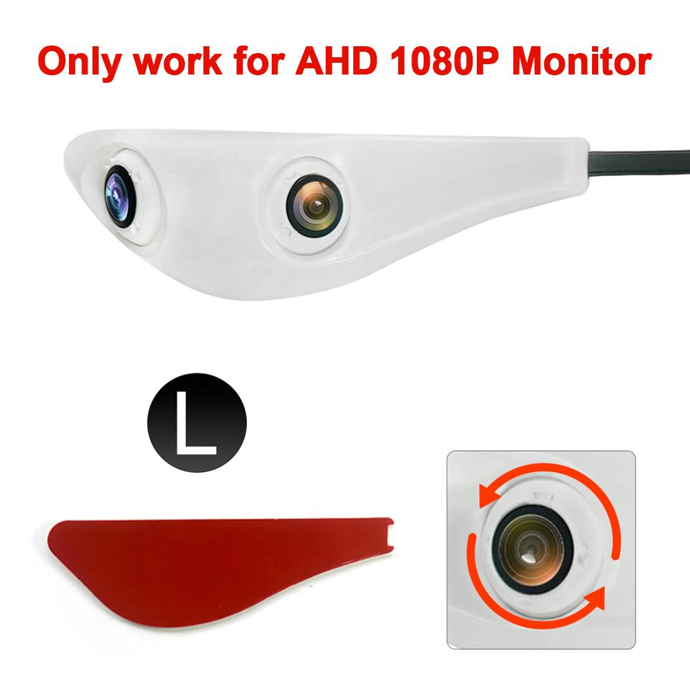 TEENRAM Car Side View Dual Lens Camera Vehicle Side View Camera For Universal Sedan AHD Car Camera Work For 1080P Monitor CAM372L-W