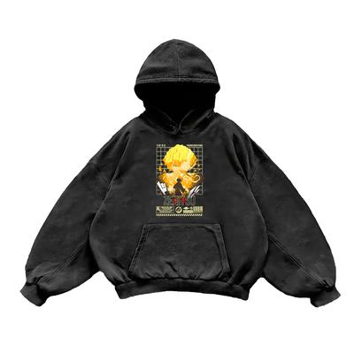 Anime Demon Slayer Agatsuma Zenitsu Tištěná Mikina s Kapucí Pánská Dámská Praná Bavlna Mikiny Ležérní Volná Mikina Harajuku Streetwear