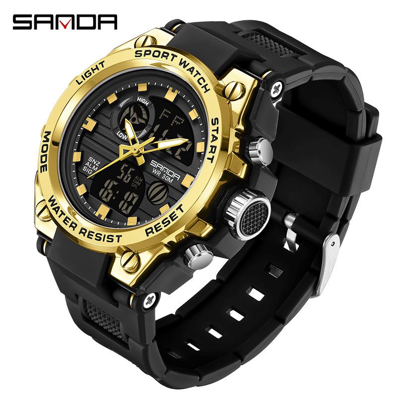 SANDA Fashion Trend Electronic Watch Multifunctional Waterproof Wristwatch