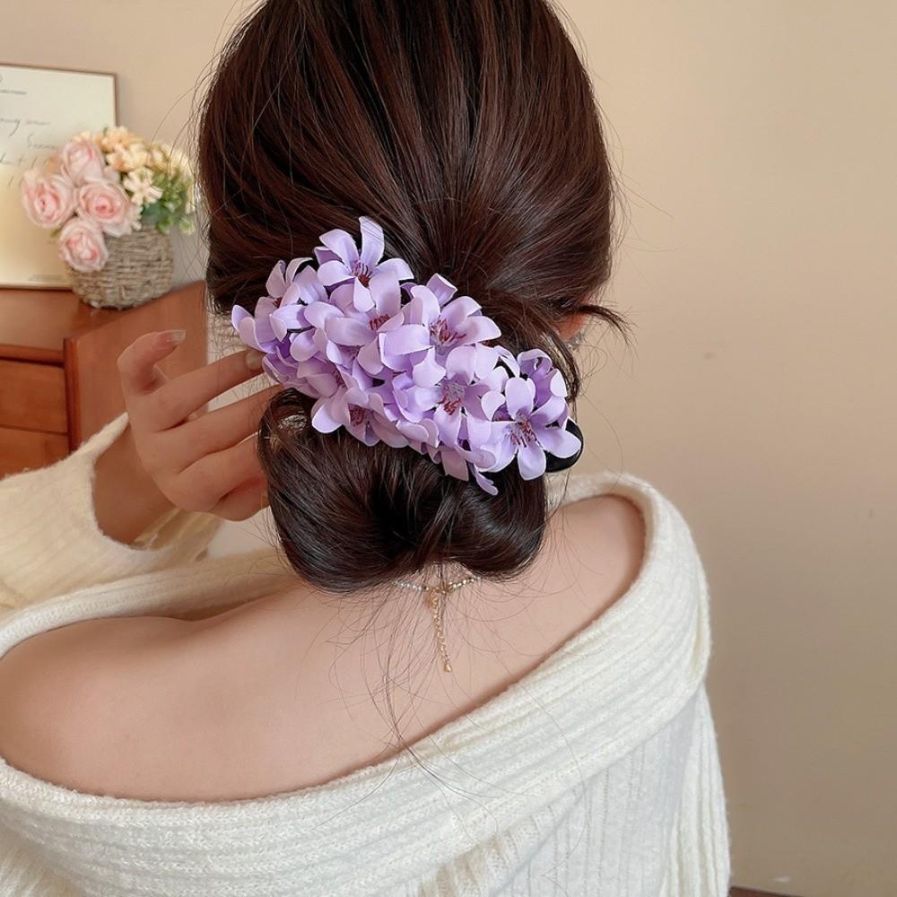 Colorful Flower Hairpin Acrylic Ponytail Holder Fashion Hanfu Hair Clip  Party