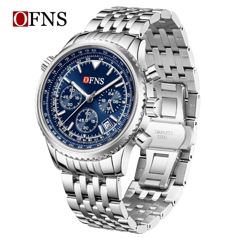 OFNS Men s Quartz Watch: Stainless Steel Band, Small Seconds, Calendar, 30M Waterproof, Business Wristwatch