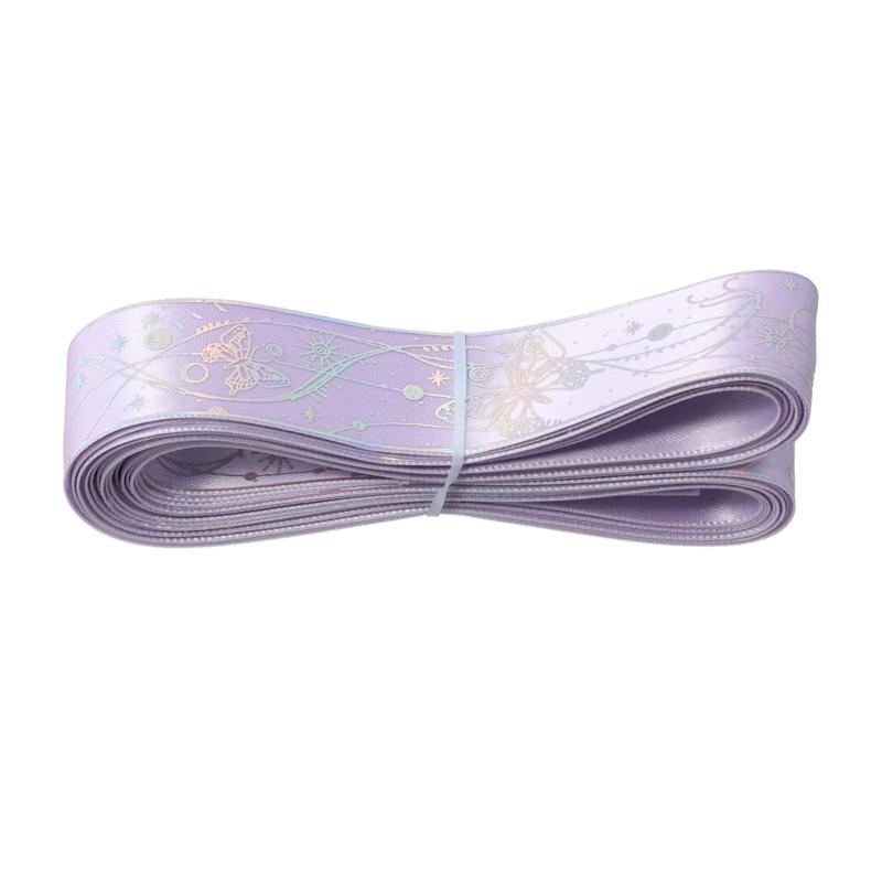 1 Roll DIY Hot Stamping Material Printed Pattern Butterfly Ribbon Creative Hot Stamped Ribbon Lace Accessories 2.5x450cm