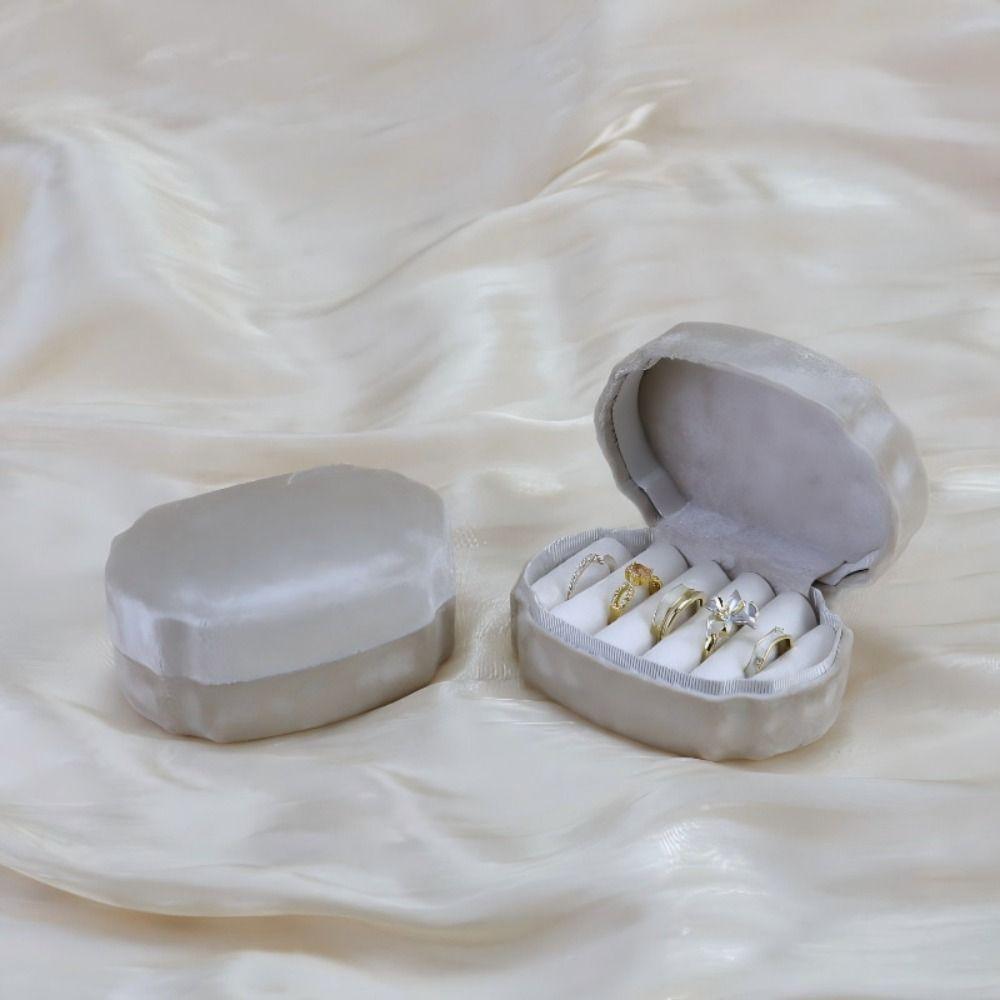 Luxury Finish Velvet Ring Box Velvet Earring Storage Box Elegant Wedding Jewelry Case  Travel Use