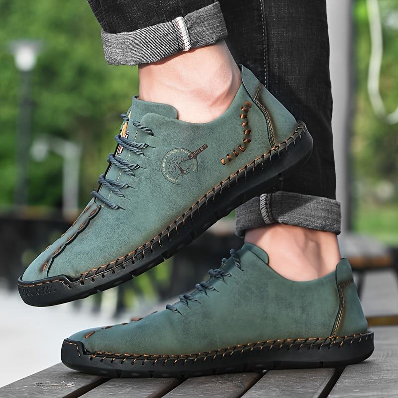 Men's Casual Leather Shoes, Large Size Handmade Shoes, Fashion Lace-up Business Men