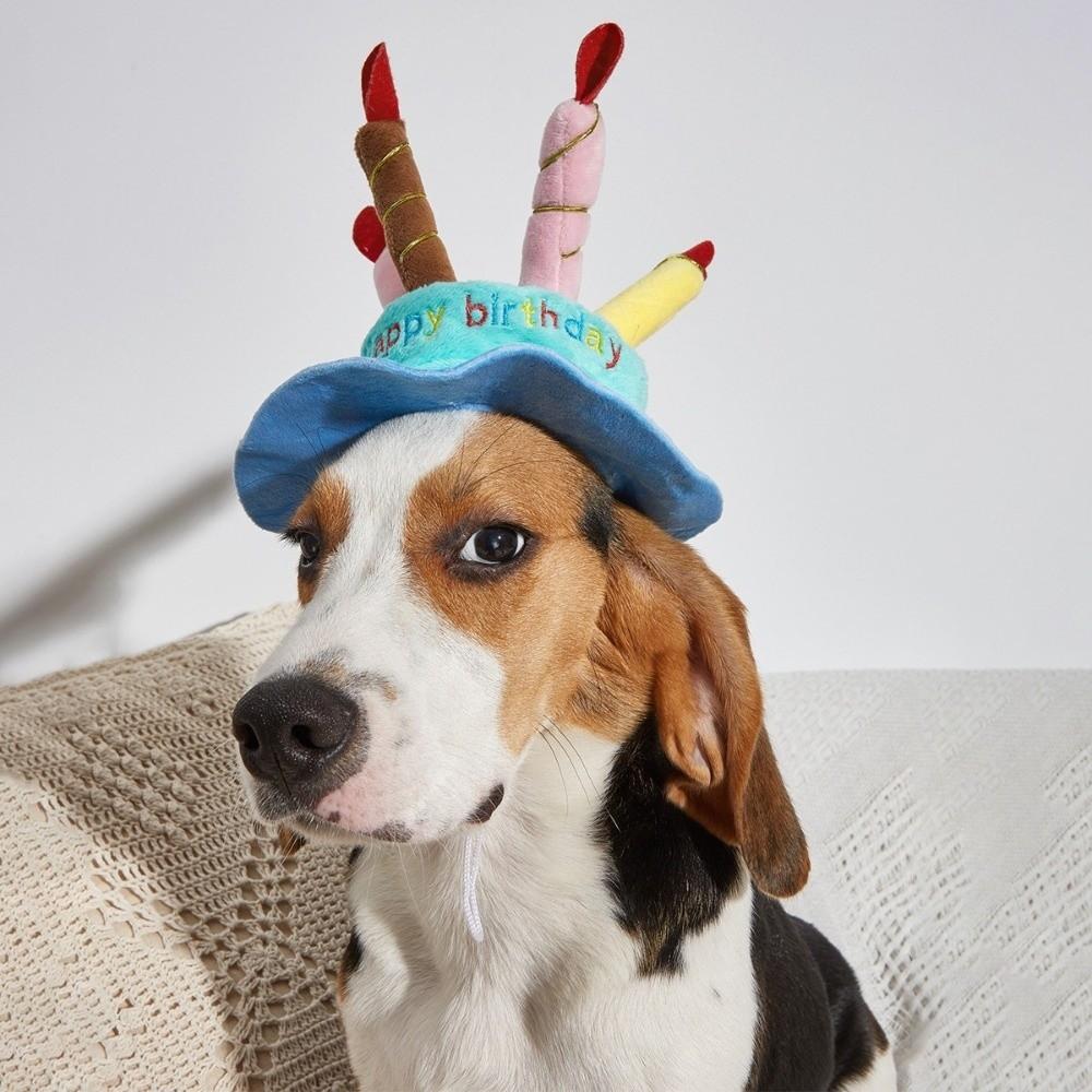 Plush Pet Birthday Hat Cute Candles Dog Hat Pet Cosplaying Birthday Cake Hat  Photography