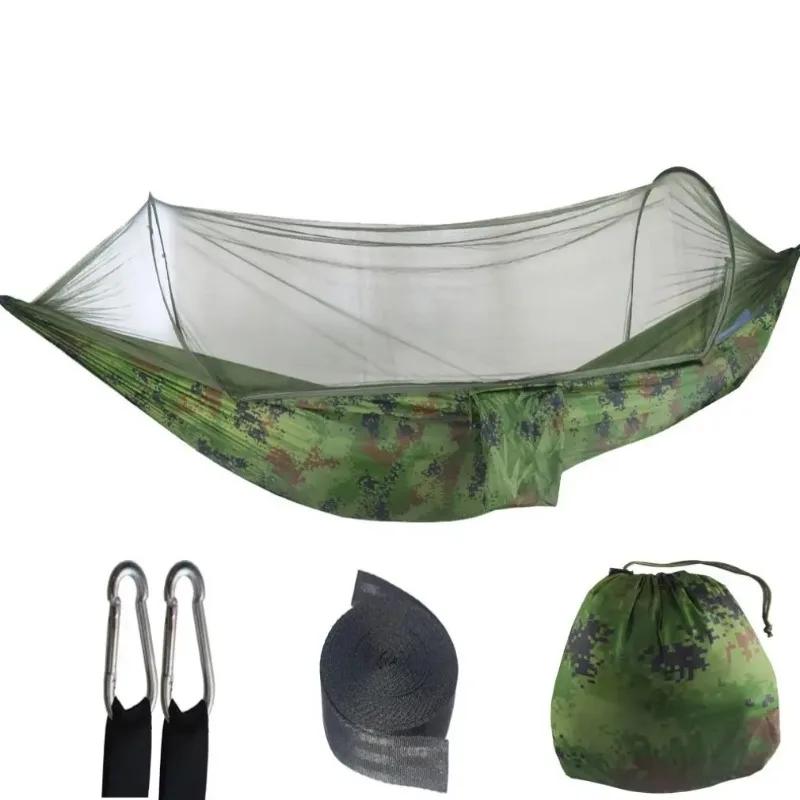 Outdoor Camping Hammock With Mosquito Net Lightweight Hanging Hammocks High Strength Parachute Fabric Hanging Bed Net