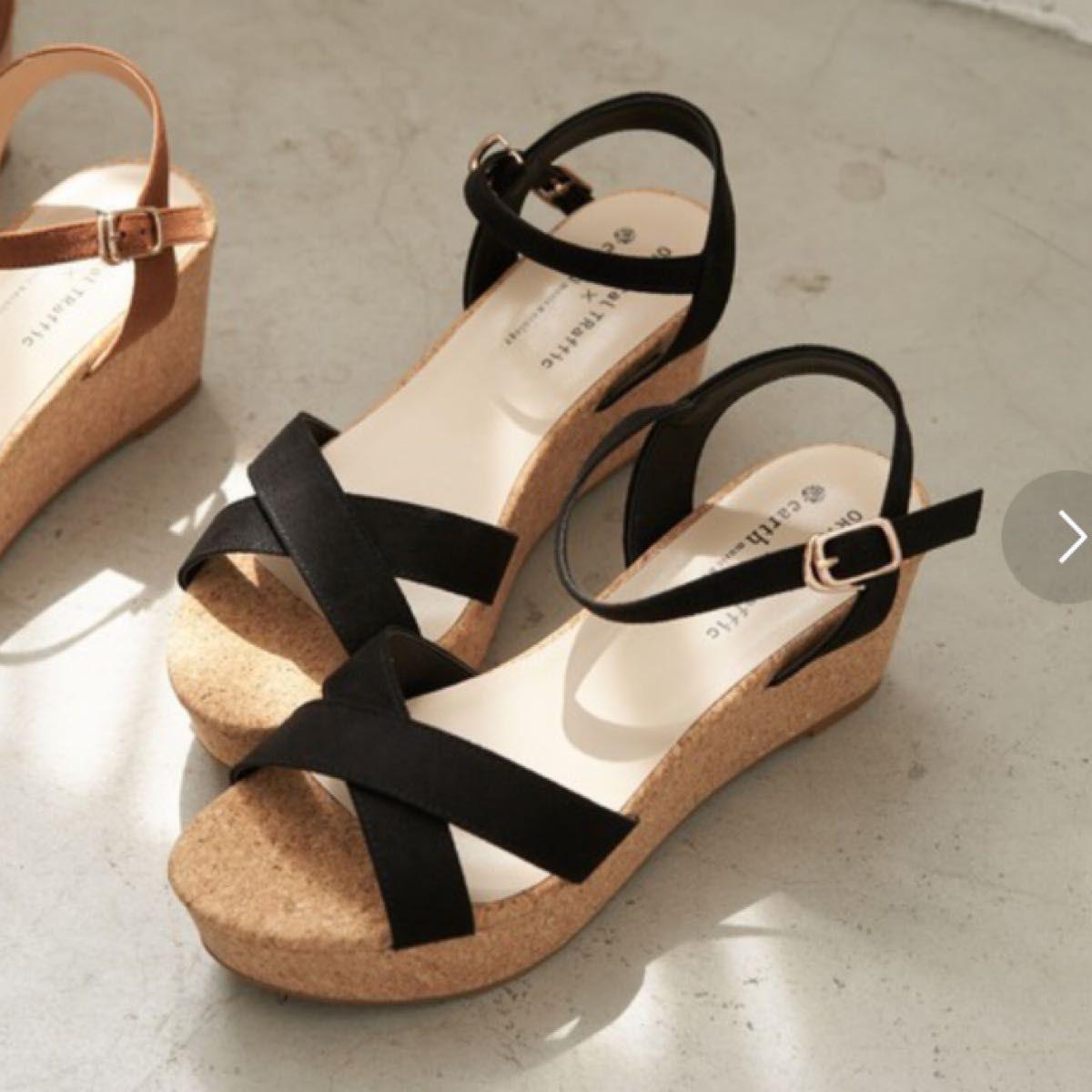 [Good condition] earth music&ecology cork wedge sandals