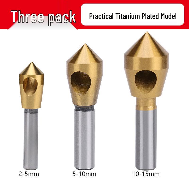 90° Straight Shank Oblique Hole Chamfering Tool with Titanium Cobalt-Plated Stainless Steel Drill Bit for Aluminum Alloy Deburring.