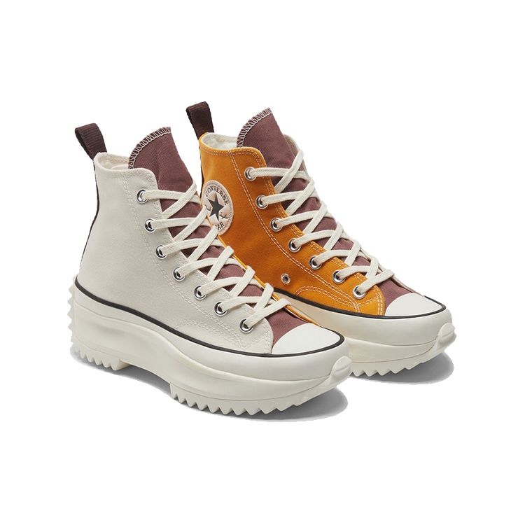 Converse Run Star Hike Tri-Panel Comfortable Versatile High-Top Canvas Shoes Unisex Sneakers Orange White 171122C