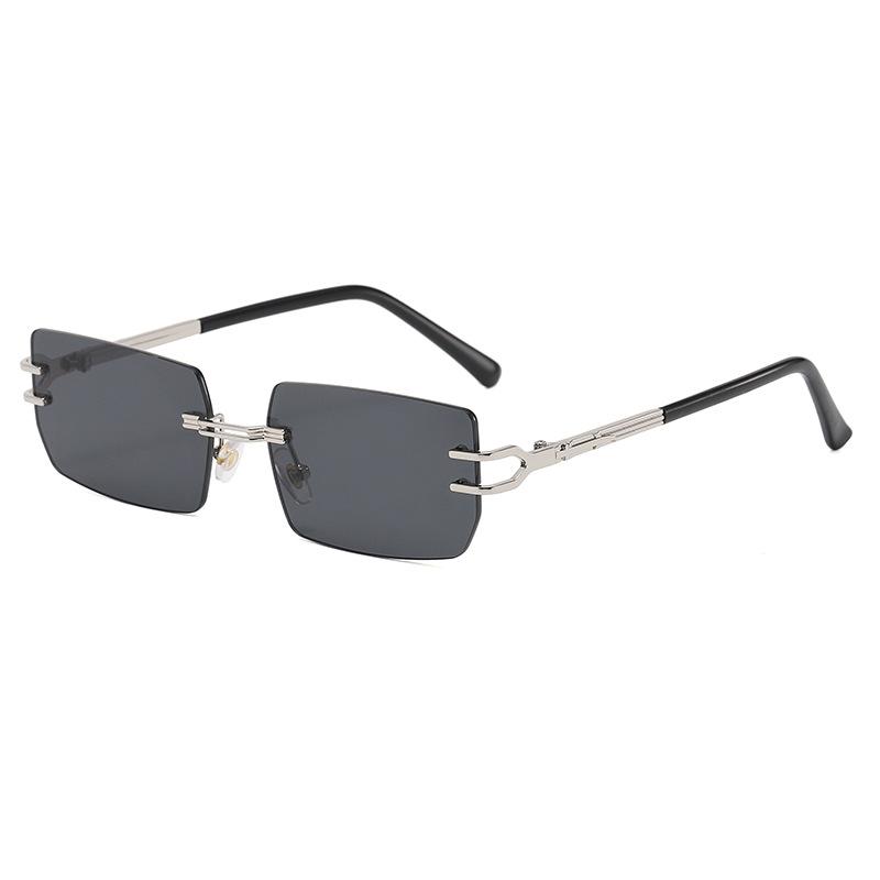 8064 Rimless Sunglasses, Square Gradual Change Glasses, Wind Street Shot Trendy Sunglasses