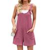 Damen Freizeit Ärmellos Taschen Gerade Locker Träger Kurzer Overall Jumpsuit