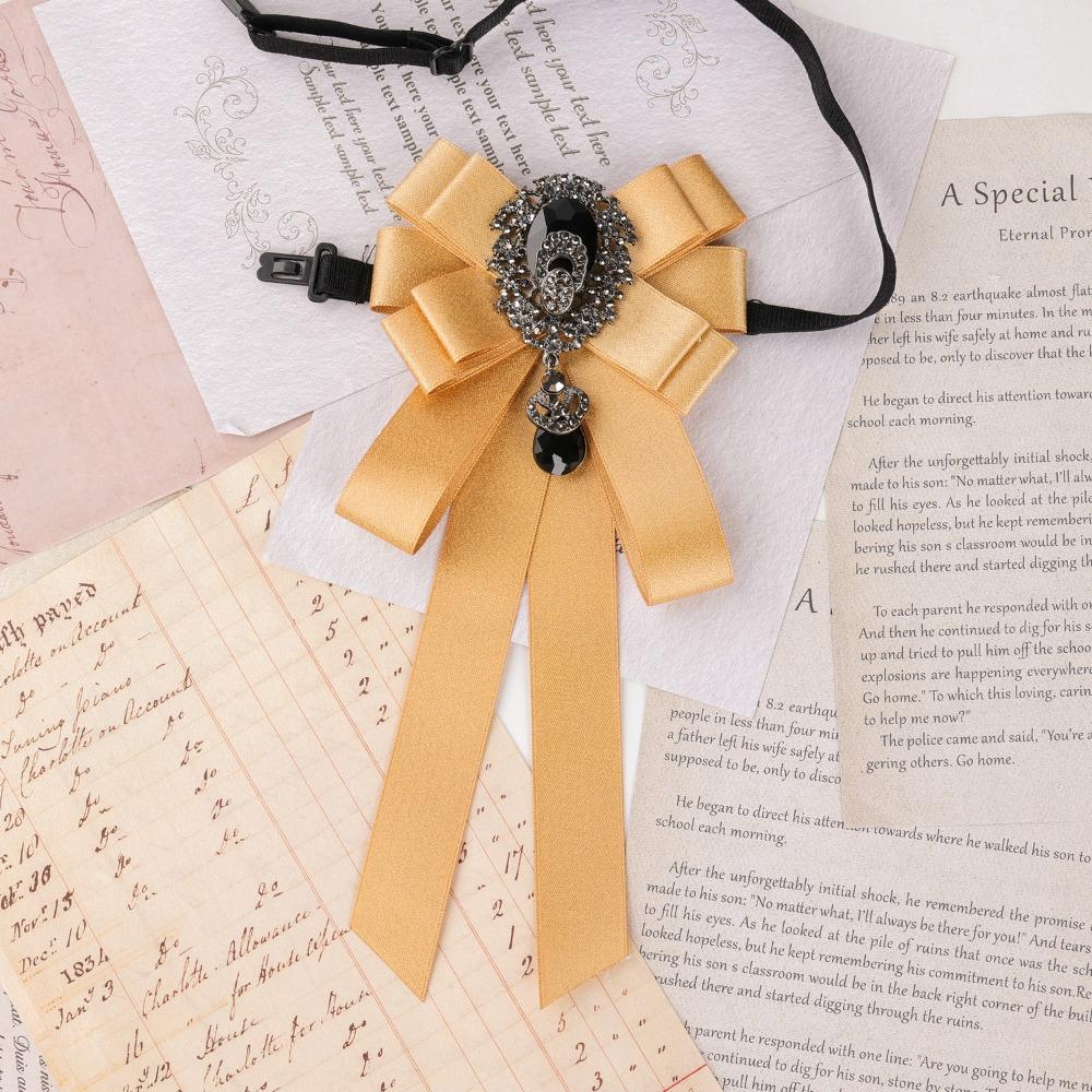 Rhinestone Crystal Fabric Bow Tie for Women and Men College Style Fashion Necktie Shirt Collar Pins Wedding Party Jewelry Gifts