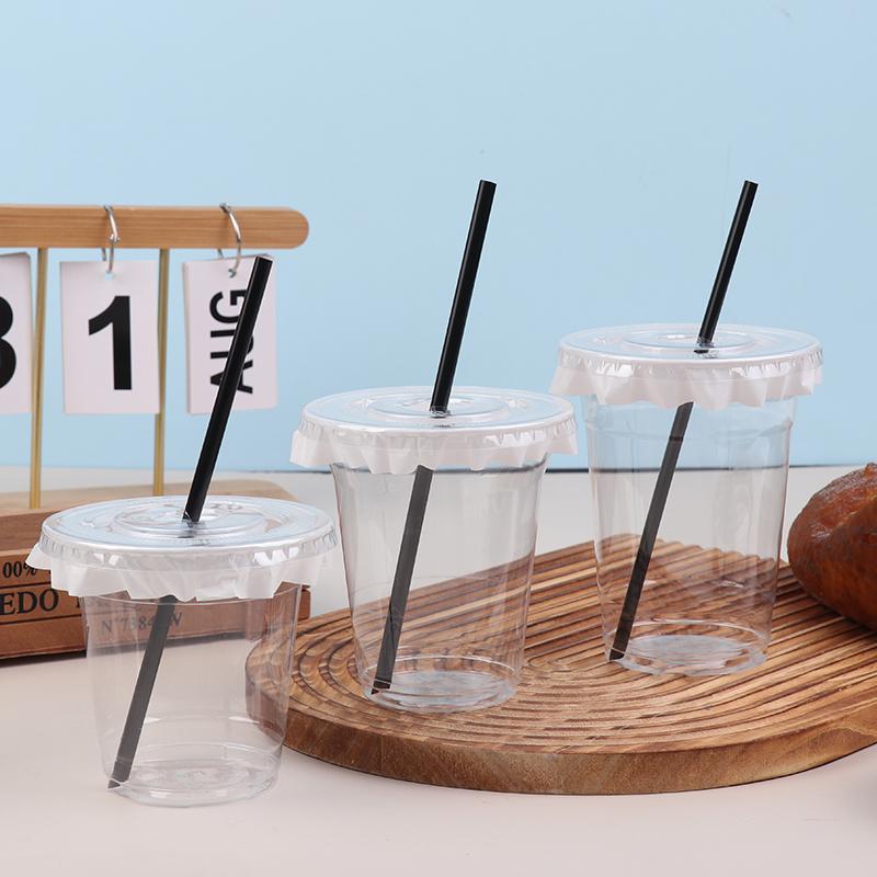 10Pcs 360/420/520Ml Plastic Straw Cups With Lids Snack And Drink Cup Cold Cup Clear Disposable Pet Plastic Cup Boba Milk Tea Cup