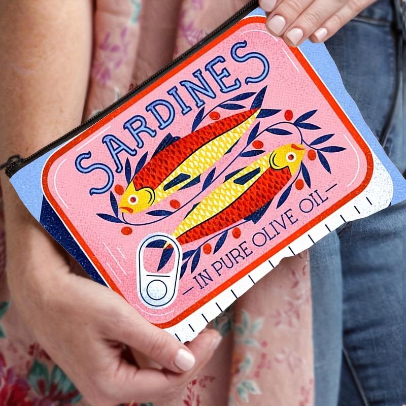 A Sardine Patterned Makeup Bag- Multifunctional Zipper Pouch, Jewelry Storage Bag, Perfect Travel Zipper Small Storage Bag.