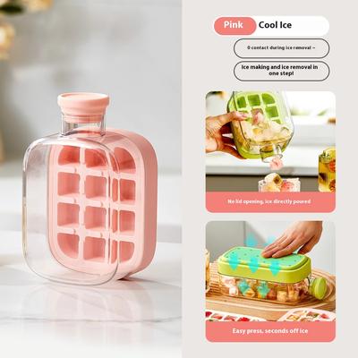 Gianxi Ice Cube Mold Ice Grid Water Bottle Household Food Grade Pressed Ice Storage Box Ice Cube Artifact