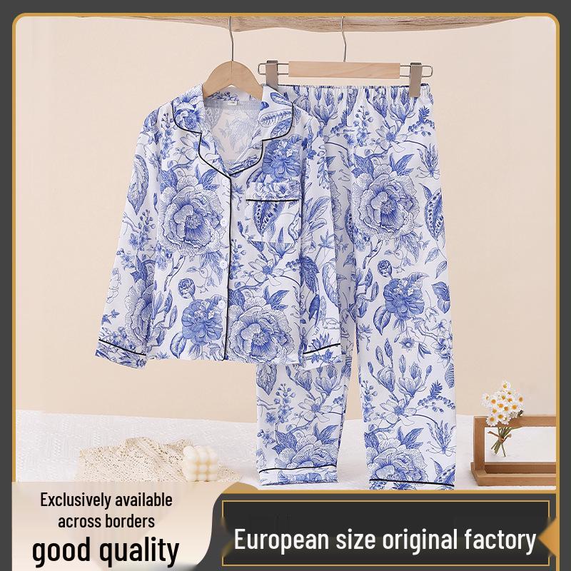 European & American Long Sleeve Peony Flower 3D Pajamas for Girls Size 140 cm