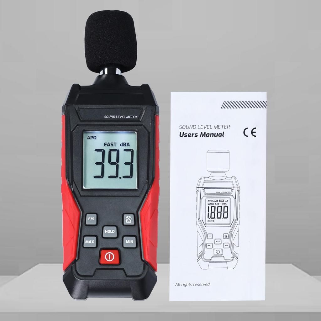 Decibel Sound Level Meter Digital Audio Noise Measurement Device with LCD Backlight Sound Detector for School Meter, 30-130dB Max/Min Display,