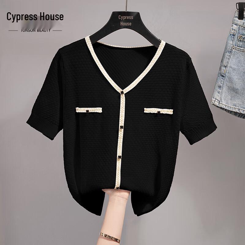 Sisparsia Women s V-Neck Short Sleeve Knit Top ONE SIZE