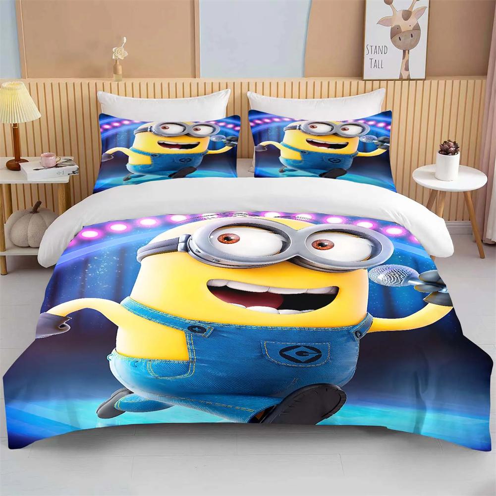 M-Minions Duvet Cover Sets 2/3 Pcs, Anime Microfiber Quilt Cover Bedding Bed Covers With Pillowcases75*50Cm With Zipper Closure