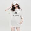 Summer Peach Heart Letter Printed Loose T-shirt, Personalized, Fashionable, Versatile, Loose Short Sleeved Top