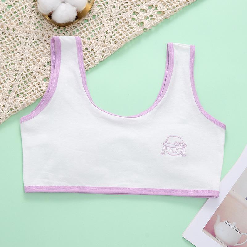 Girls' Pure Cotton Tank Top & Bra Set for Ages 9-13