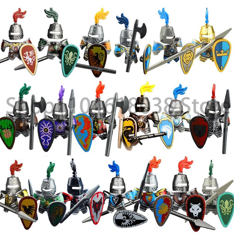 Medieval Military Figures Octopus Sea Demon Knights Building Blocks Weapons Accessories Sword Temple Spear Shield MOC MINiBricks