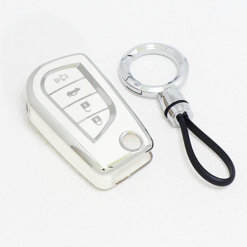 Auto Shell Holder Protector Fob For Toyota Highlander Camry RAV4 Aygo Yaris Keychain 4 Button Soft TPU Car Flip Key Cover Case