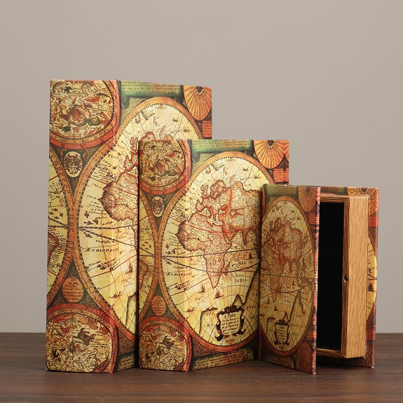 Scaffale per Libri in Legno Retrò Europeo: Ornamenti Vintage e Scatola Decorativa per Libreria