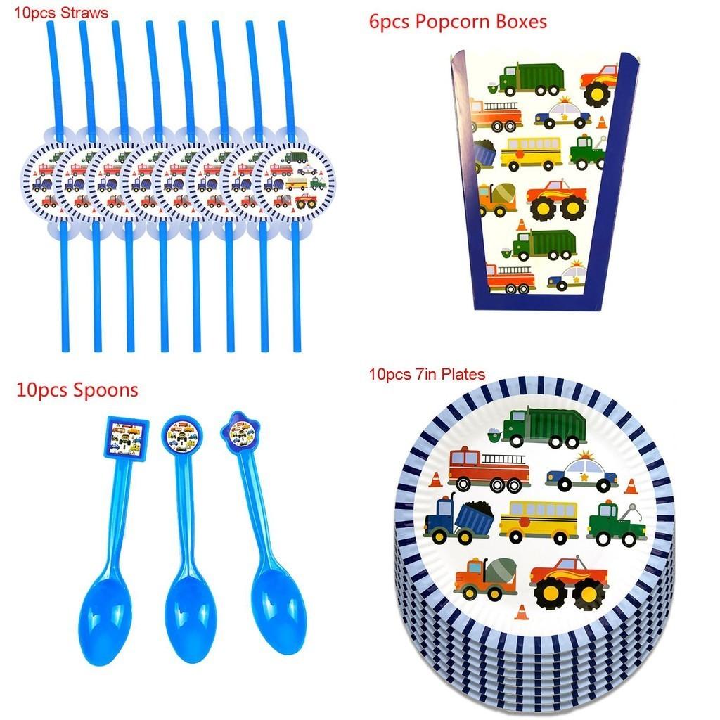Children's Engineering Car Birthday Party Theme Disposable Tableware Set**