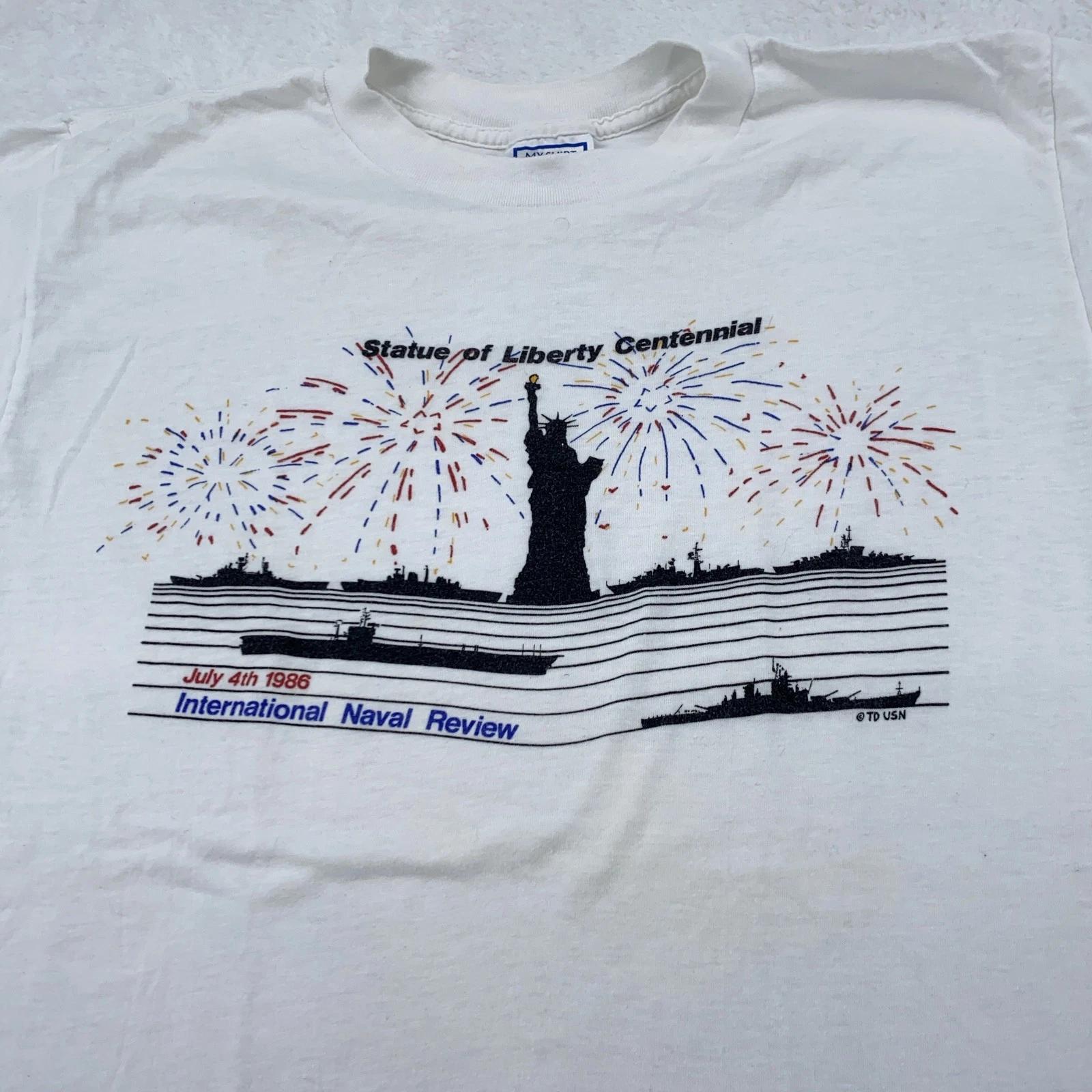 

Vintage Statue of Liberty Shirt Small International Naval Review Centennial 80s 4XL
