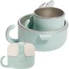 [Authentic] MOTHER-K Hug Baby Dinnerware Set - Durable and Portable, Perfect for Outings (Mug, Handled Bowl, Deep Plate, Spoon, Fork) with Closure Ban