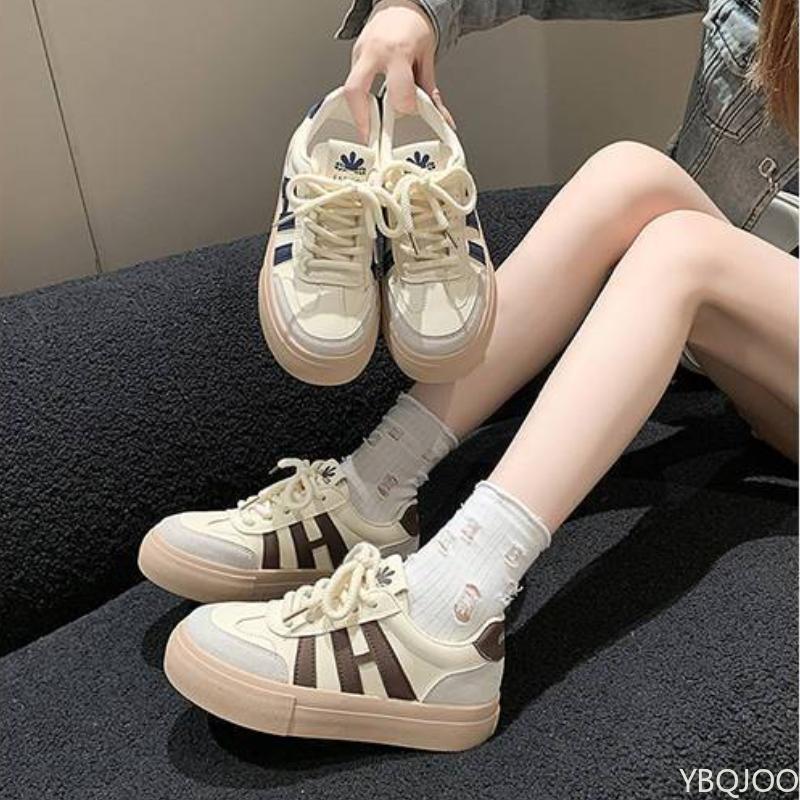 Women's Single Shoes  Summer Fashion Lace Up Breathable Sports Shoes Lightweight and Comfortable Casual Shoes Board Shoes