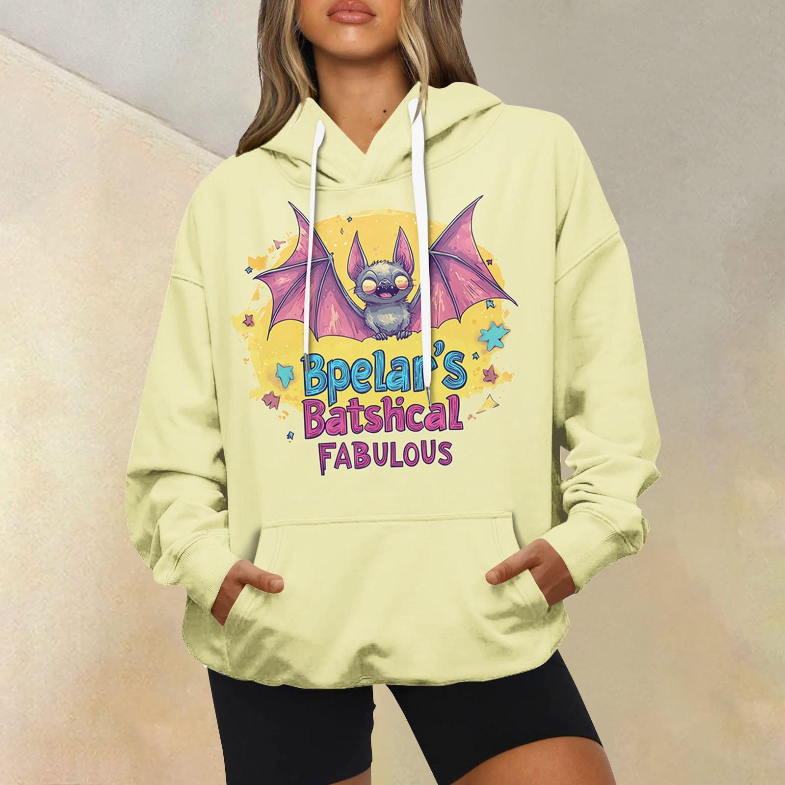 

Женская модная повседневная толстовка с длинным рукавом и капюшоном с принтом XL жёлтый