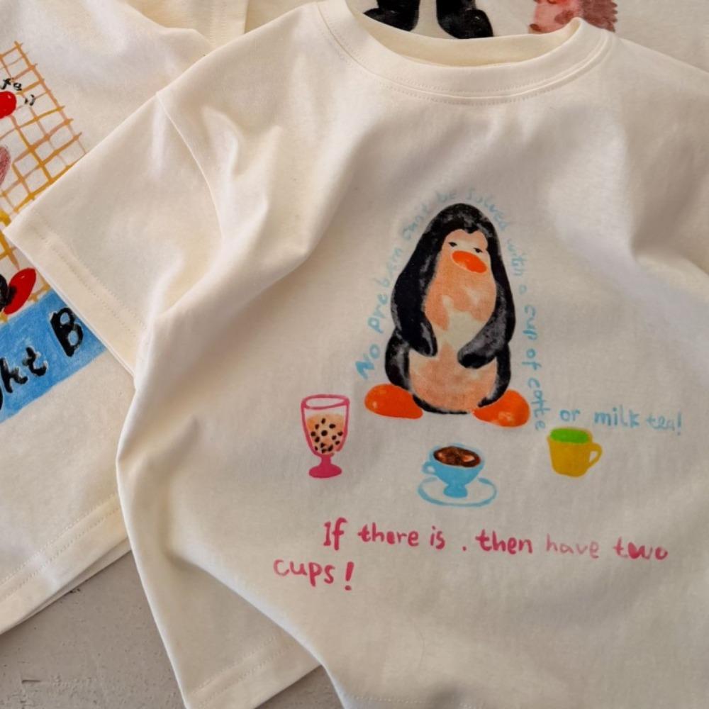 

Kids Boys Girls Cartoon Penguin Fashion Tops O-Neck Short Sleeve Tee Summer Children Clothes Breathable T-shirt 100
