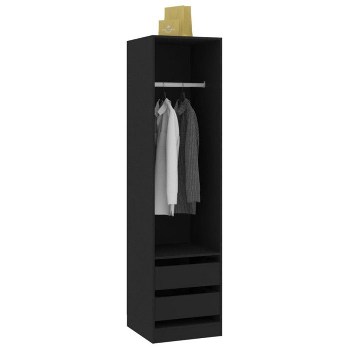 Garde-Robe - VIDAXL - Armoire de Rangement - 2 Tiroirs - Bois d'Ingénierie - Noir