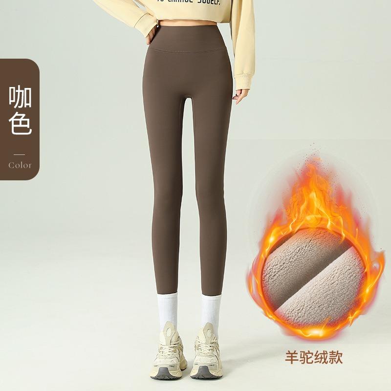 Yoga Pants Women's Autumn and Winter Velvet Thickened Shark Pants No Embarrassment Line Leggings Belly Warm Leggings Bare Legs